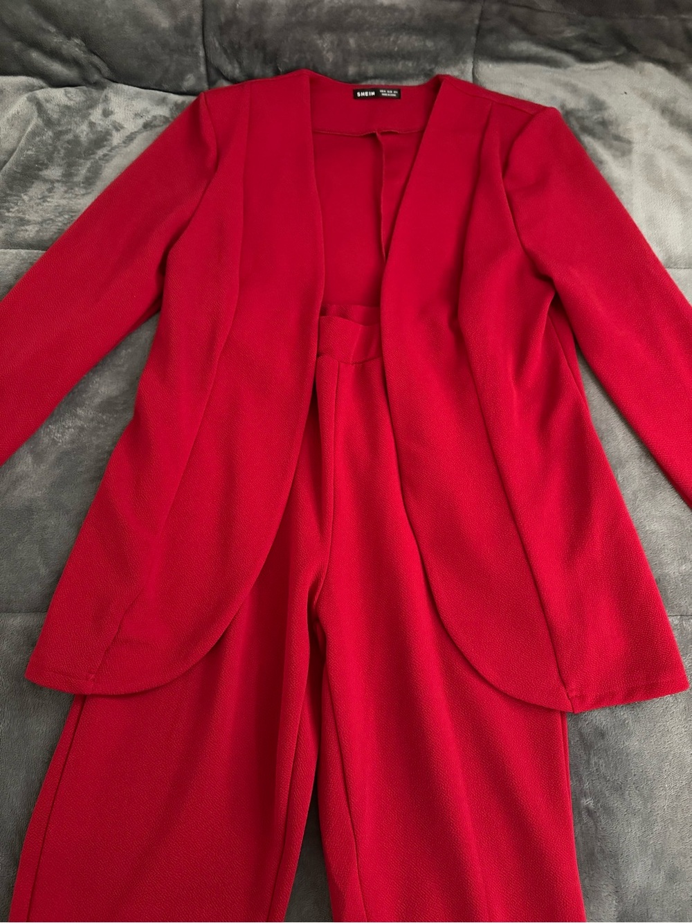 Red Women's Ponte Jacket & Pant Jumpsuit Set - Picture 2 of 9